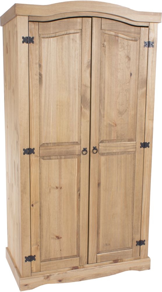 Product photograph of Corona Pine Mexican 2 Door Wardrobe from Choice Furniture Superstore.